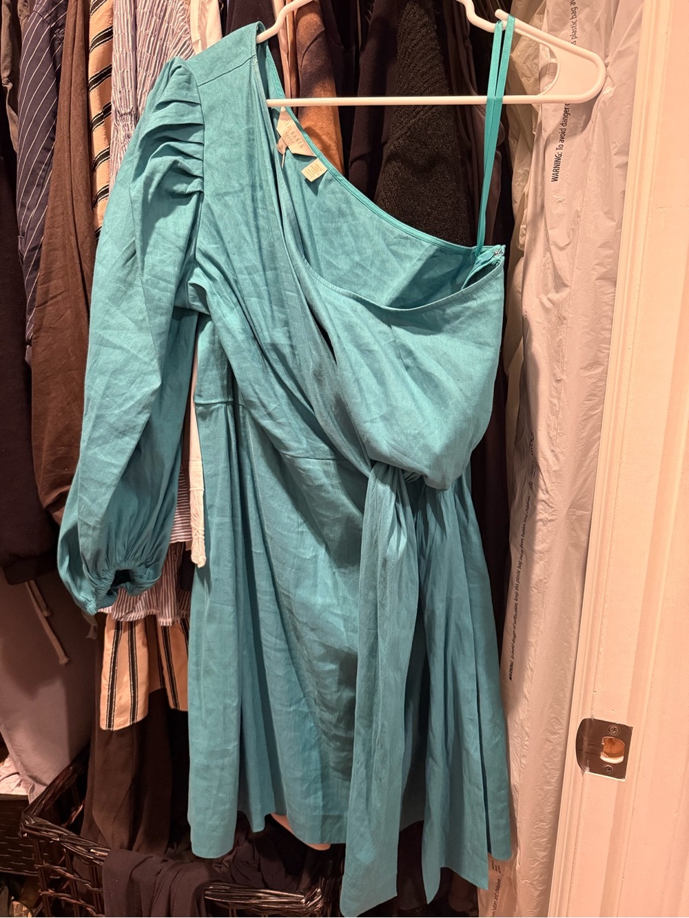 Ted Baker Turquoise One-Shoulder A-Line Dress